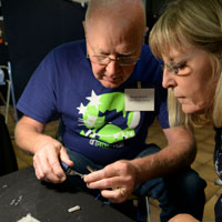 Bryan explaining the Chainmail process to Noreen at the art Prowl in Cookeville, TN.