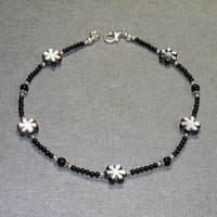 Sterling Silver 10" Blk Onyx Ankle Bracelet you choose length $18