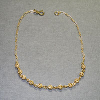 14Kgf 10-1/2" Ankle Bracelet with filigree balls choose length $20