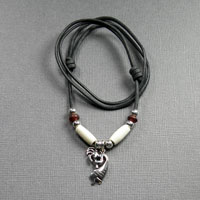 Sterling Silver Kokopeli Adjustable Blk Wax Linen Cord $34