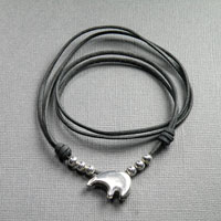 Sterling Silver Zuni Bear on Adjustable Blk Wax Linen Cord 
$34