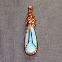 Copper Wire Wrap Larimar Pendent $34