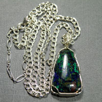 Sterling Wire Wrap Chrysocola on 20-24" Sterling Chain $54