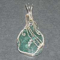 Sterling Silver Roman Glass Wire Wrap Pendant $44.00
