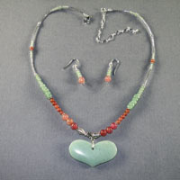 Sterling Silver Aventurine Heart Length 17-21" $40