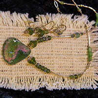 Roman Glass Necklace with Matching Earrings at the Art Prowl in Cookeville, TN, November 2017.